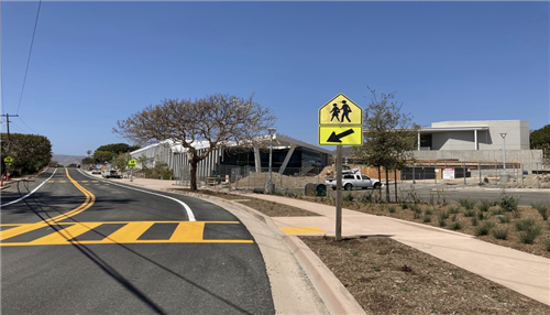 Morning View Drive new pavement and permanent striping at Malibu High School